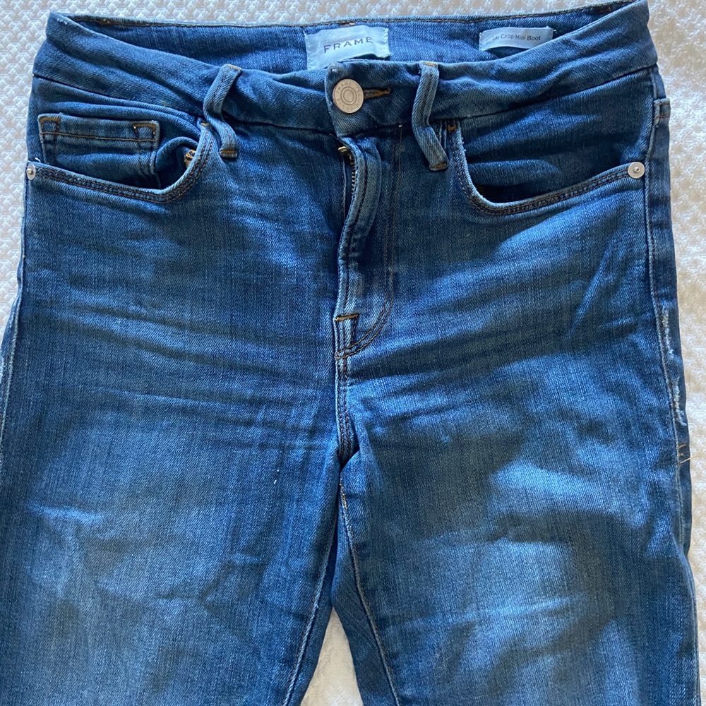 FRAME Le Crop Mini Boot Size 27 raw hem denim / jeans